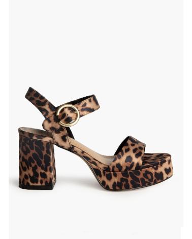 SANDALI KESLEM M5360B LEOPARDO CON PLATEAU E TACCO BLOCCO LEOPARDO