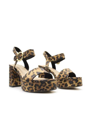 SANDALES KESLEM M5360B LEOPARD AVEC PLATEFORME ET TALON CARRÉ LEOPARDO