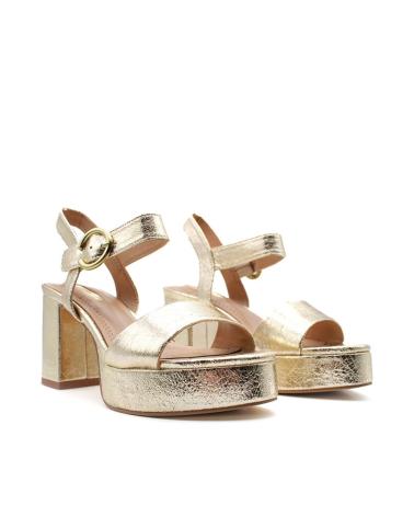 KESLEM M5360B PLATEAU-SANDALEN IN METALLIC-GOLD ORO