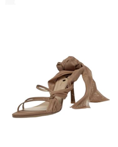 SANDALES KESLEM M5341B CAMEL À TALON AIGUILLE ET LACETS À NOUER CAMEL