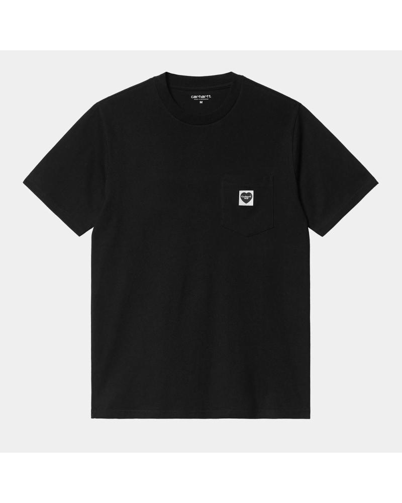 CARHARTT S-S POCKET HEART T-SHIRT SCHWARZ MIT LOGO-PATCH MULTICOLOR