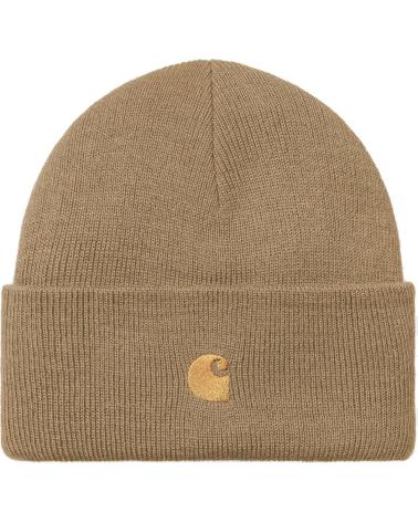 GORRO CARHARTT CHASE BEANIE COR PEANUT COM LOGÓTIPO DOURADO MULTICOLOR