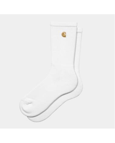CARHARTT WIP CHASE SOCKS WHITE WITH GOLD LOGO MULTICOLOR