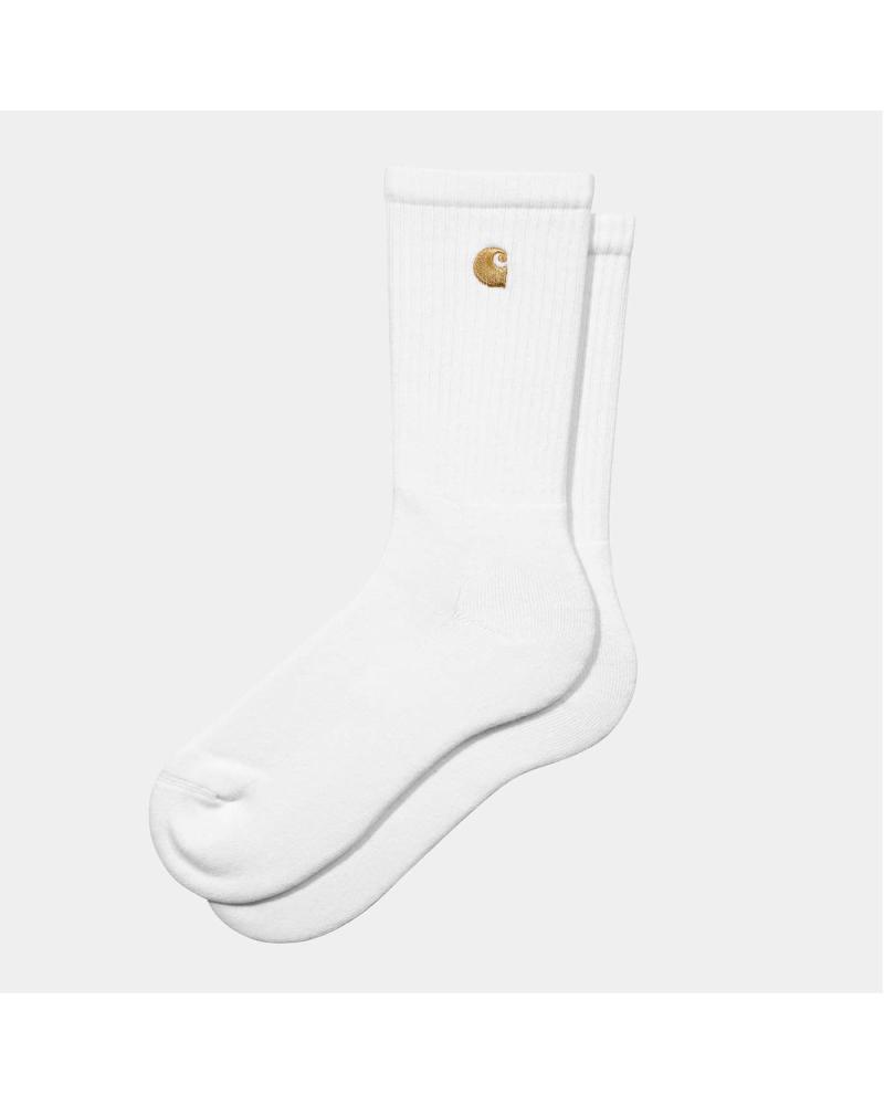CARHARTT WIP CHASE SOCKS WHITE WITH GOLD LOGO MULTICOLOR
