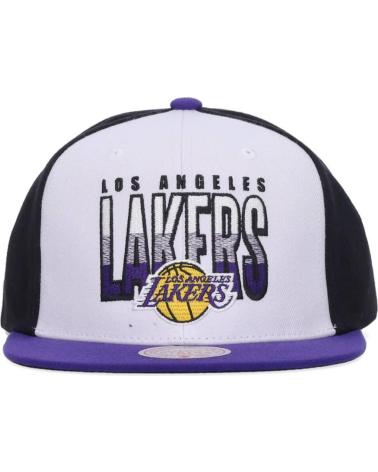 MITCHELL & NESS NBA LOS ANGELES LAKERS BILLBOARD 2 SNAPBACK CAP WHITE AND PURPLE MULTICOLOR