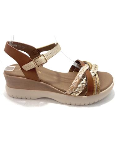 CHIC VISION SANDALIAS CUÑA MARRÓN CON TIRAS TRENZADAS CONFORT MARRóN