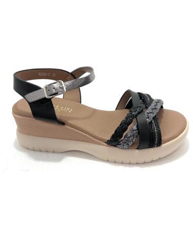 SANDALIAS CHIC VISION DE CUÑA CONFORT CON TIRAS TRENZADAS NEGRAS NEGRO