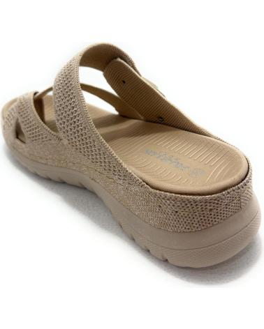CHIC VISION ZUECOS SANDALIAS DE DEDO CON CUÑA TEXTIL RELAX BEIGE BEIGE