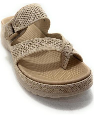 CHIC VISION ZUECOS SANDALIAS DE DEDO CON CUÑA TEXTIL RELAX BEIGE BEIGE