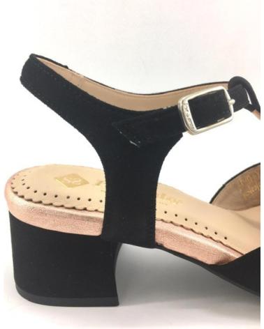 SANDALIA PIESANTO 84613680028 NEGRA CON LAZO DECORATIVO NEGRO
