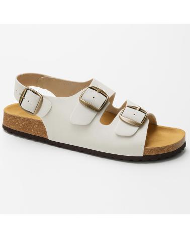 SANDALI BIO CALZADOS ALMENA IN PELLE BEIGE CON SUOLA IN SUGHERO BEIGE