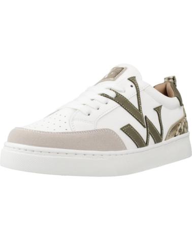 VANESSA WU JOYCE WEISSE UND KHAKI SNEAKER MIT SEITENLOGO UND ANIMAL-PRINT-DETAIL KAKI