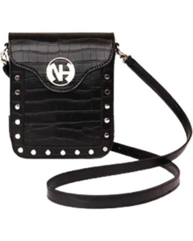 SAC BANDOULIÈRE NOA HARMON NOIR AVEC CLOUS ET TEXTURE EFFET CROCODILE NEGRO