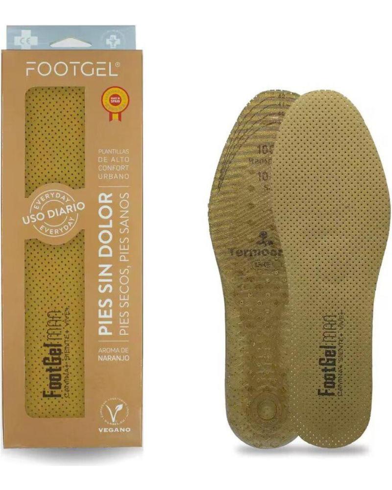 FOOTGEL PLANTILLAS DE GEL USO DIARIO HOMBRE PACK 1 UND CONFORT URBAN MARRóN