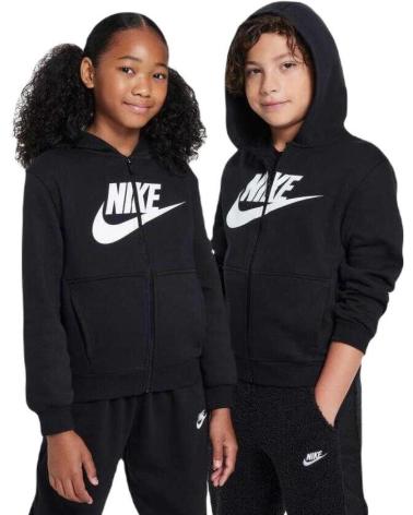 NIKE SUDADERA K NSW CLUB FLC HD FZ LS HOODIE FD2990-010 NEGRO