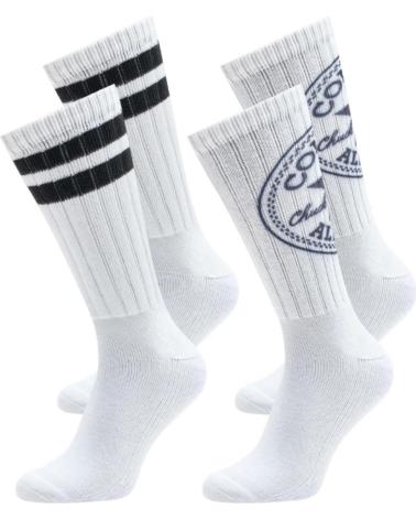 CONVERSE CONFEZIONE DA 2 PAIA DI CALZINI LUNGHI E744W BIANCHI CON RIGHE E LOGO BLANCO