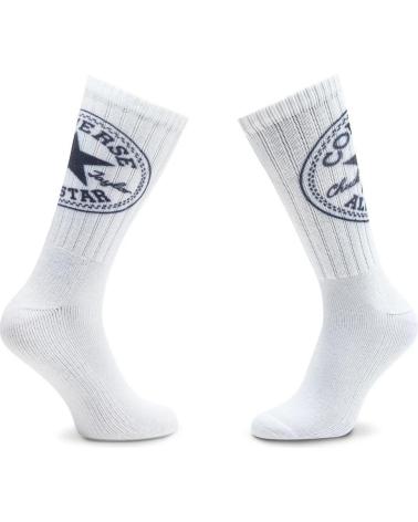 CONVERSE 2ER-PACK HOHE SOCKEN E744W WEISS MIT STREIFEN UND LOGO BLANCO