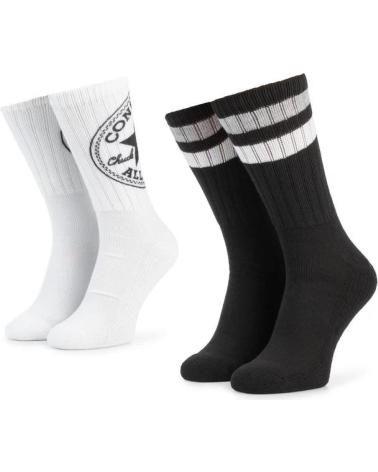 CONVERSE CONFEZIONE DA 2 PAIA DI CALZINI LUNGHI E744A BICOLORE NERO E BIANCO BLANCO