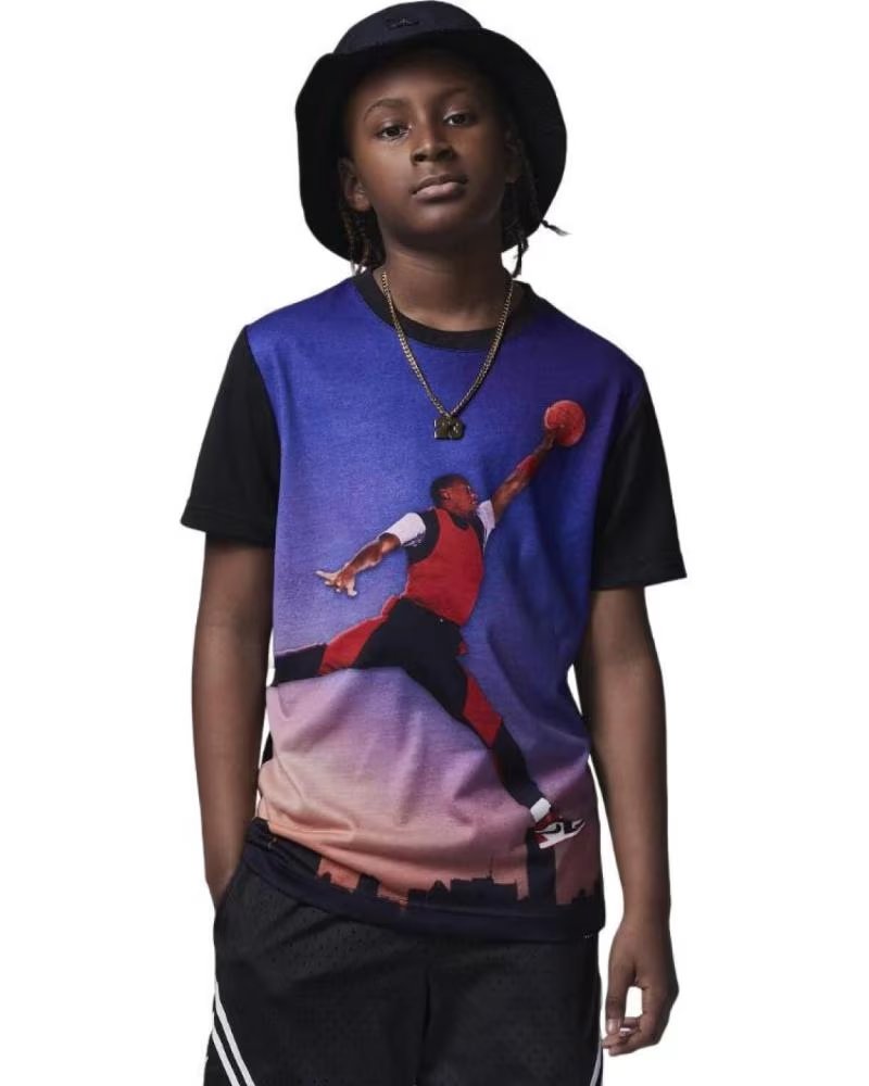 JORDAN CAMISETA JDB SNEAKER SCHOOL JUMPMAN 95C421-023 NEGRO/ROJO ROJO