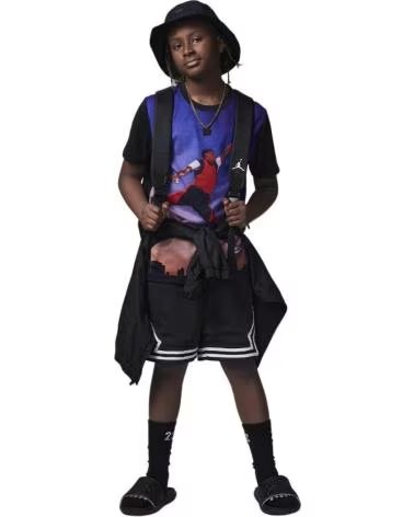 JORDAN CAMISETA JDB SNEAKER SCHOOL JUMPMAN 95C421-023 NEGRO/ROJO ROJO