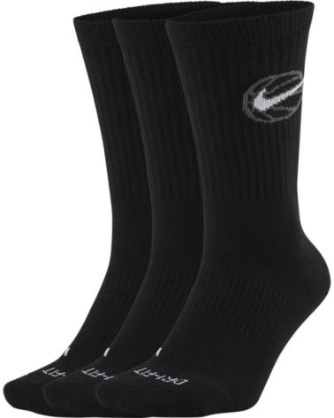 NIKE CALCETINES CREW EVERYDAY BBALL 3-PAR DA2123-010 NEGRO