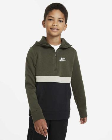 NIKE B NSW CLUB HZ SWEATSHIRT SCHWARZ BEIGE OLIVE CQ4297-325 MULTICOLOR