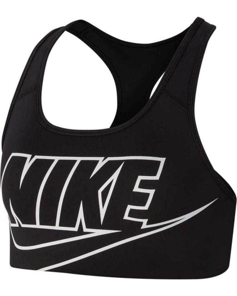 NIKE SWOOSH FUTURA SPORT-BH SCHWARZ MIT MITTLEREM HALT