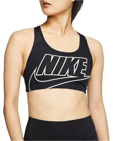 NIKE SWOOSH FUTURA SPORT-BH SCHWARZ MIT MITTLEREM HALT