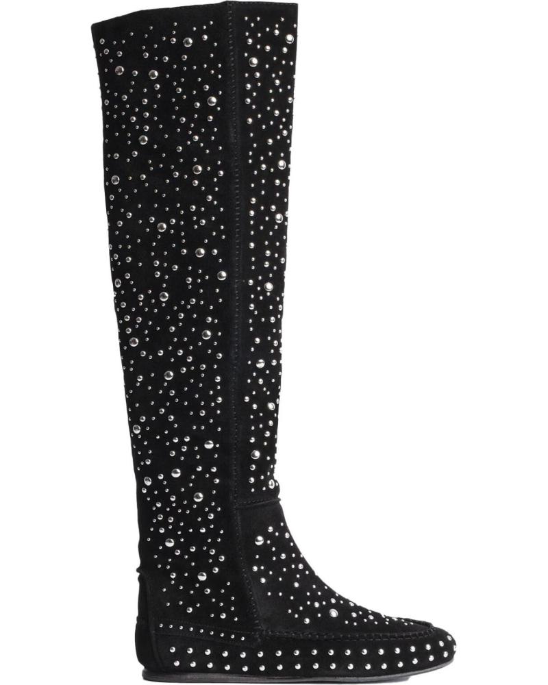 ZADIG AND VOLTAIRE HOHE WILDLEDERSTIEFEL SWCT00791 MIT NIETEN SCHWARZ NEGRO
