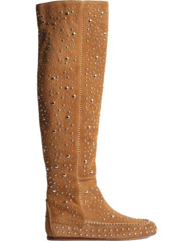 ZADIG AND VOLTAIRE HOHE WILDLEDERSTIEFEL SWCT00791 MIT NIETEN CAMEL CAMEL