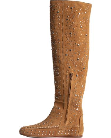 ZADIG AND VOLTAIRE HOHE WILDLEDERSTIEFEL SWCT00791 MIT NIETEN CAMEL CAMEL