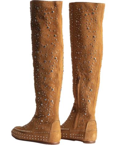 ZADIG AND VOLTAIRE HOHE WILDLEDERSTIEFEL SWCT00791 MIT NIETEN CAMEL CAMEL