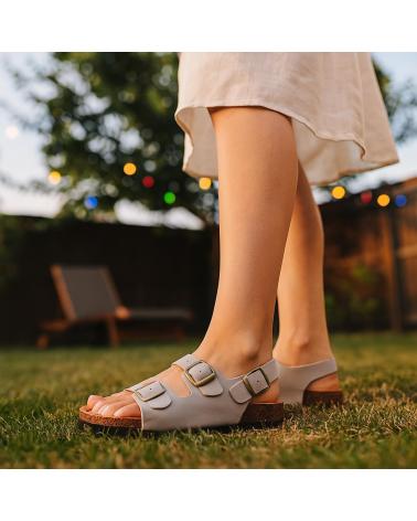 CALZADOS ALMENA BIO BEQUEME LEDER-SANDALEN MIT KORKSOHLE IN BEIGE BEIGE