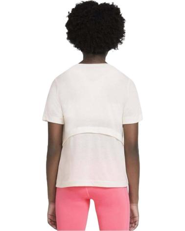 CAMISETA NIKE CREMA CON LOGO ROSA