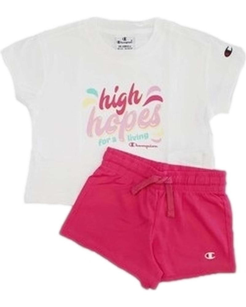 COMPLETO CHAMPION T-SHIRT BIANCA E SHORT ROSA