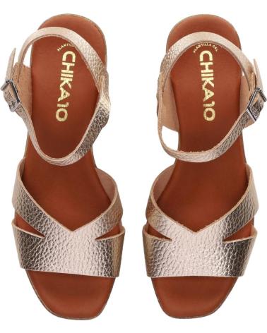 CHIKA10 ST GERSEI 5625 PLATINUM GOLD BLOCK HEEL SANDALS PLATINO-LG GOLD