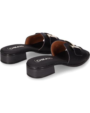 CHIKA10 ST FIORE 5605 BLACK SLIDE SANDALS WITH METALLIC ORNAMENT NEGRO-BLACK