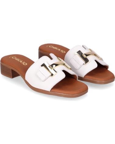 CHIKA10 ST FIORE 5605 WHITE FLAT SANDALS WITH DECORATIVE BUCKLE BLANCO-WHITE