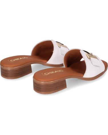 CHIKA10 ST FIORE 5605 WHITE FLAT SANDALS WITH DECORATIVE BUCKLE BLANCO-WHITE