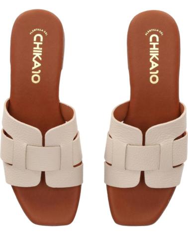 CHIKA10 ST FIORE 5600 ICE WHITE SLIDE SANDALS WITH WIDE WOVEN STRAP HIELO-SNOW