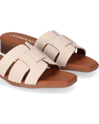 CHIKA10 ST FIORE 5600 ICE WHITE SLIDE SANDALS WITH WIDE WOVEN STRAP HIELO-SNOW