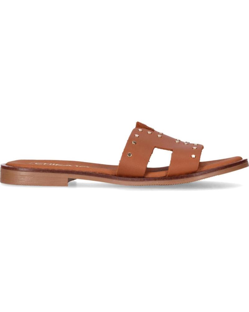 CHIKA10 MUSAKA 5576 TAN FLAT SANDALS WITH STUDS CUERO-TAN