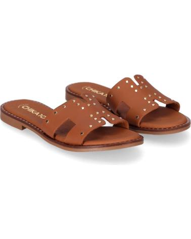 CHIKA10 MUSAKA 5576 TAN FLAT SANDALS WITH STUDS CUERO-TAN