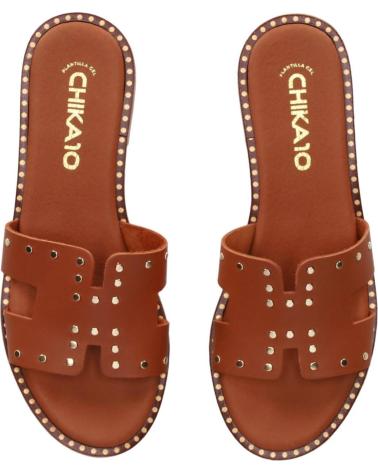 CHIKA10 MUSAKA 5576 TAN FLAT SANDALS WITH STUDS CUERO-TAN