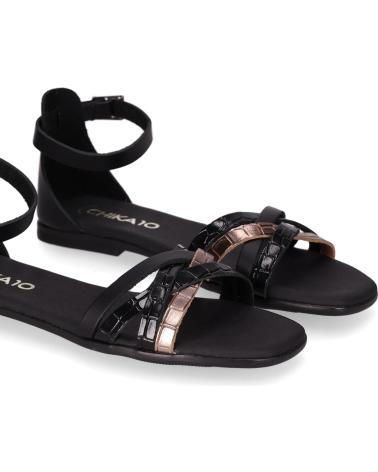 CHIKA10 MARQUESA 5554 SANDALEN SCHWARZ MIT ZWEIFARBIGEN RIEMEN NEGRO-BLACK