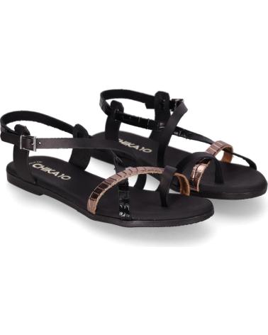 SANDÁLIAS CHIKA10 MARQUESA 5556 PRETO COM TIRAS COMBINADAS NEGRO-BLACK