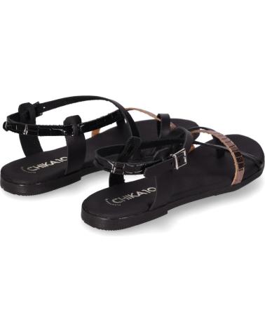 SANDÁLIAS CHIKA10 MARQUESA 5556 PRETO COM TIRAS COMBINADAS NEGRO-BLACK