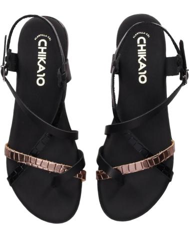 SANDÁLIAS CHIKA10 MARQUESA 5556 PRETO COM TIRAS COMBINADAS NEGRO-BLACK