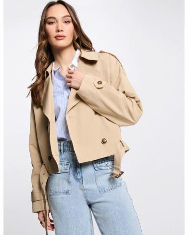 GABARDINA CORTA MORGAN GDAM BEIGE CON CIERRE CRUZADO BEIGE