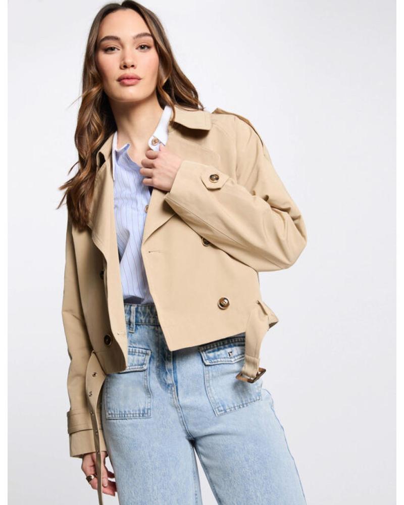 GABARDINA CURTA MORGAN GDAM BEGE COM FECHO CRUZADO BEIGE